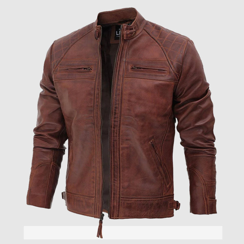 buy mens brown leather jacket online store