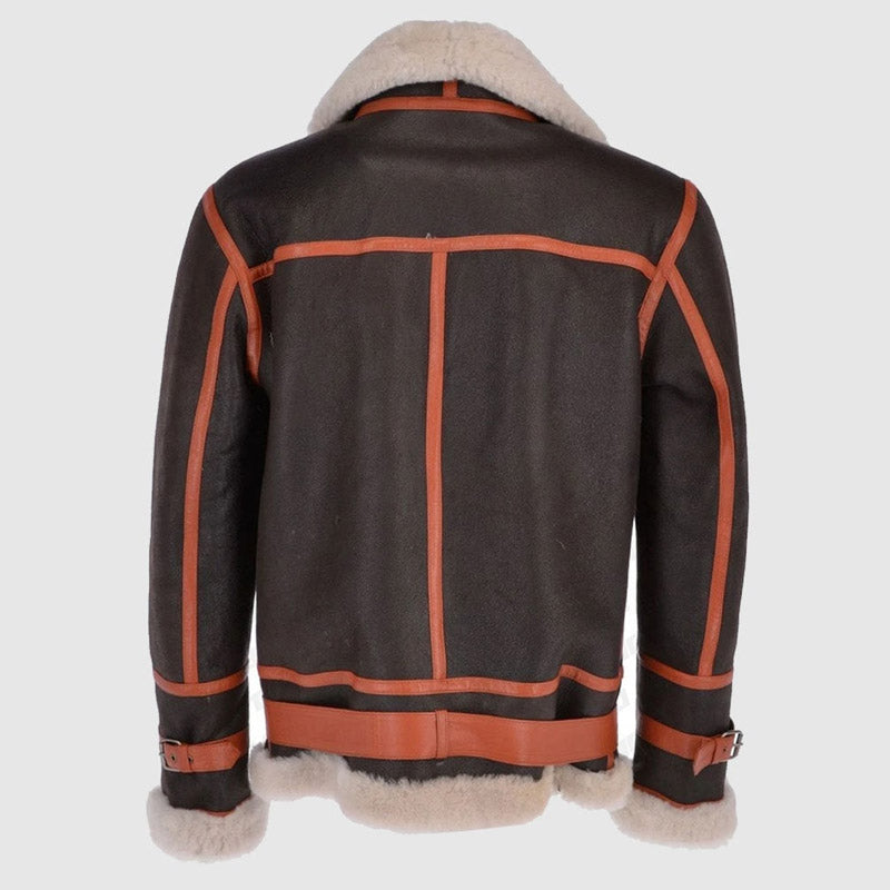 Happy Christmas Best Sale Winter Sheepskin Flying Jacket Brown Orange