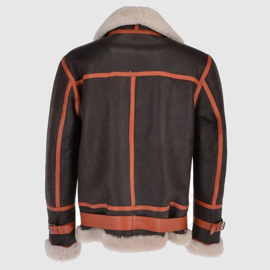 Happy Christmas Best Sale Winter Sheepskin Flying Jacket Brown Orange