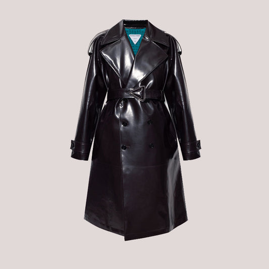 Black Long Leather Coat With Free Shipping 