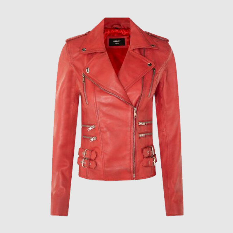 Ladies Leather Biker Jacket