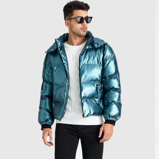 Men Fashion Best Winter Bubble Zipper Front Drawstring Hooded Puffer Coat For Sale