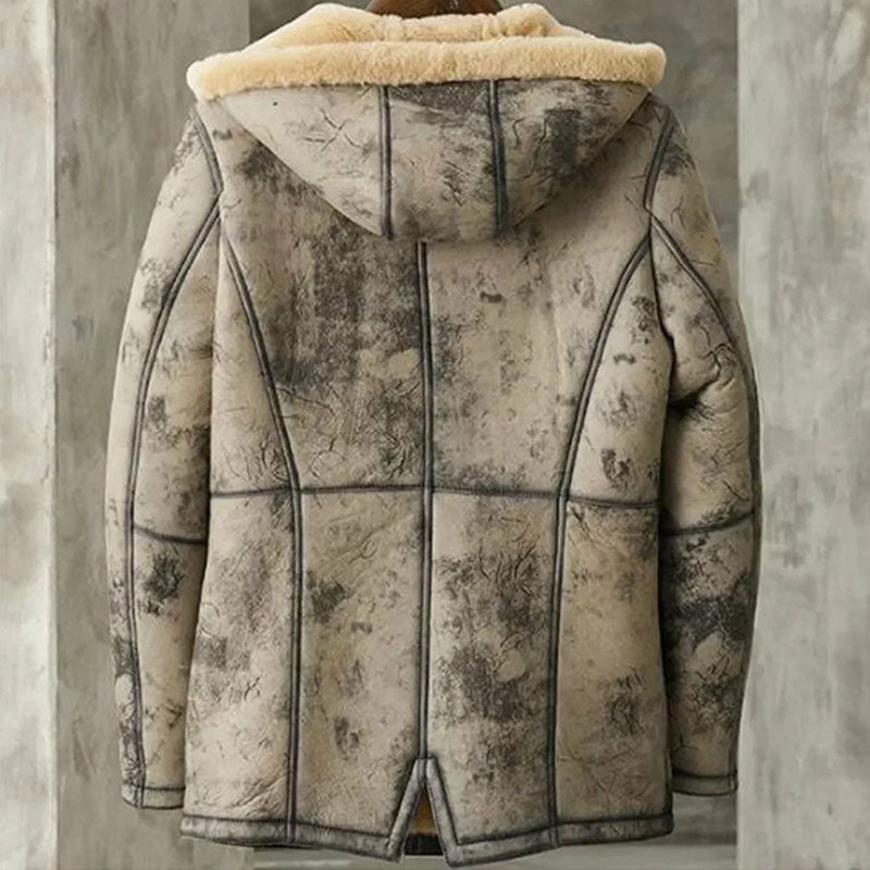 Best New Style Men Winter Hooded Shearling Leather Jacket For Sale