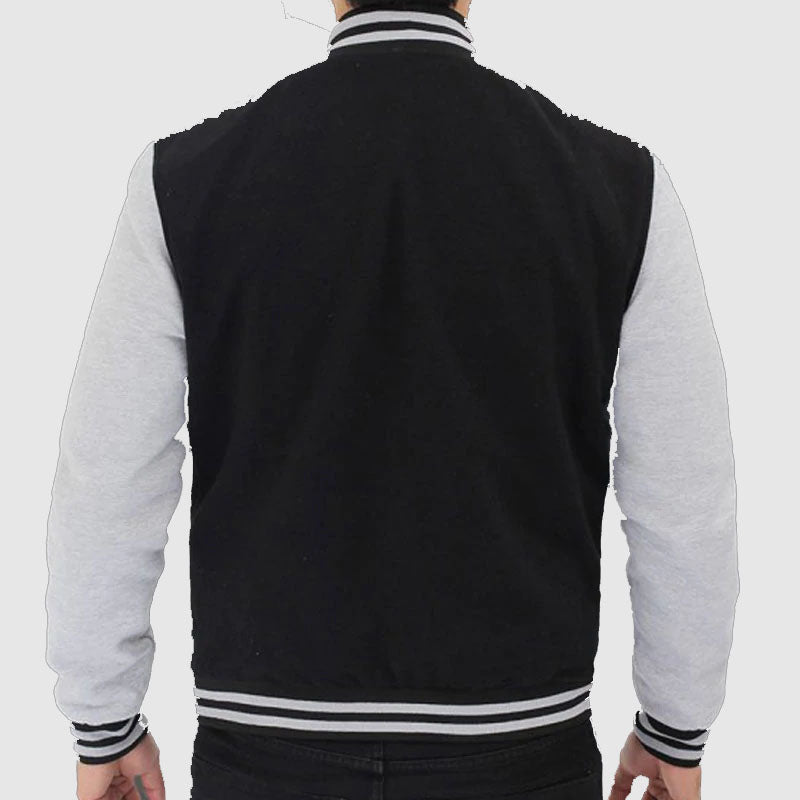 Buy Genuine Grey And Black Varsity Letterman Jackets For Sale