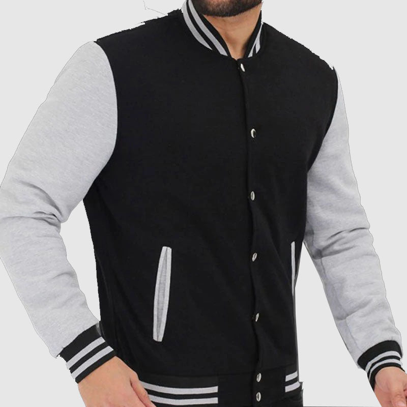 Buy Best Genuine Grey And Black Varsity Letterman Jackets For Sale