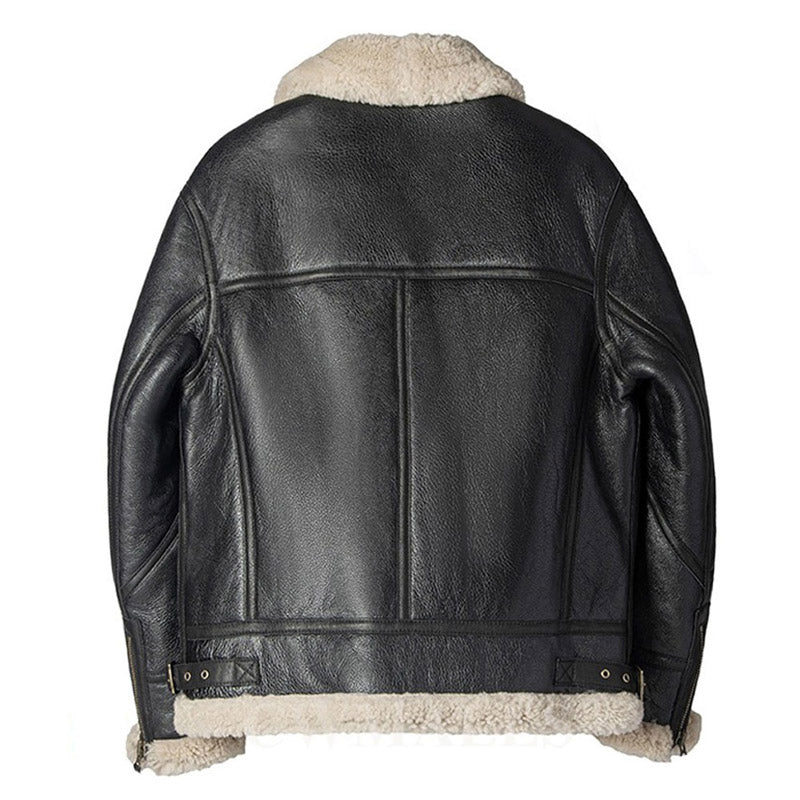 Mens Best Winter Black Shearling B3 Bomber Leather Jacket For Christmas Sale