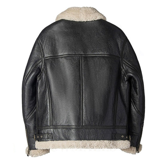 Mens Best Winter Black Shearling B3 Bomber Leather Jacket For Christmas Sale