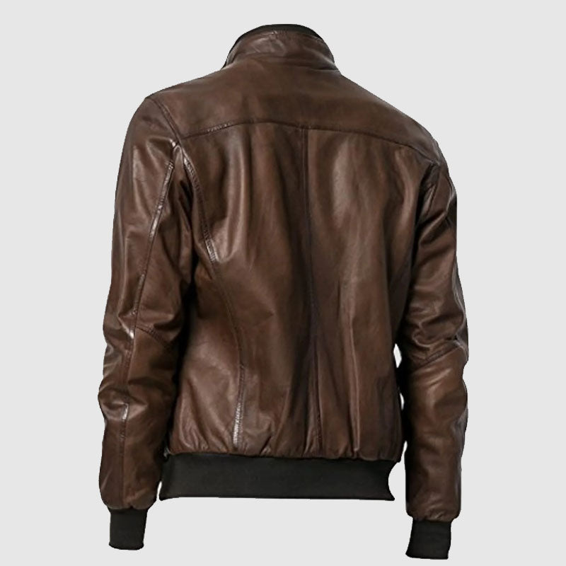 mens brown fashion leather jacket online shop