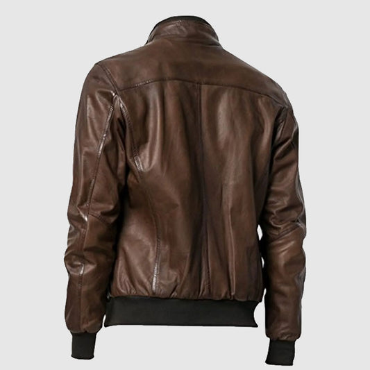 mens brown fashion leather jacket online shop