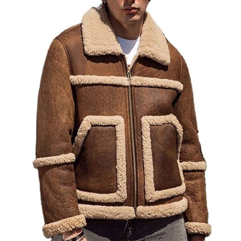 Mens Buy Genuine Winter Vintage Sheepskin Leather Bomber Aviator Jacket