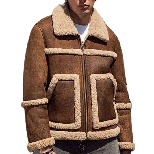 Mens Buy Genuine Winter Vintage Sheepskin Leather Bomber Aviator Jacket