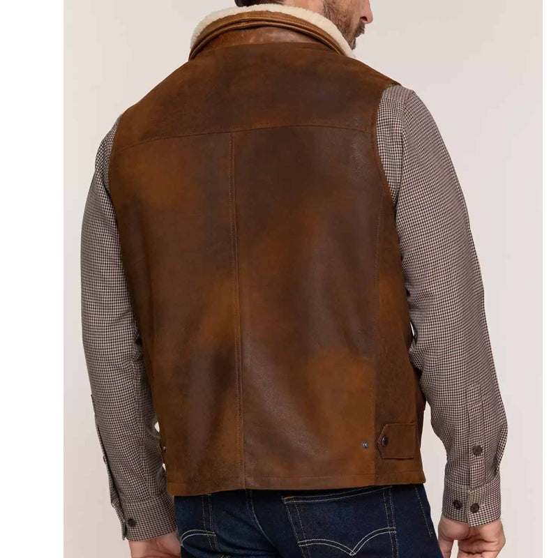 Men's Warm Winter Brown Leather Vest – Best Sales at Rfx
