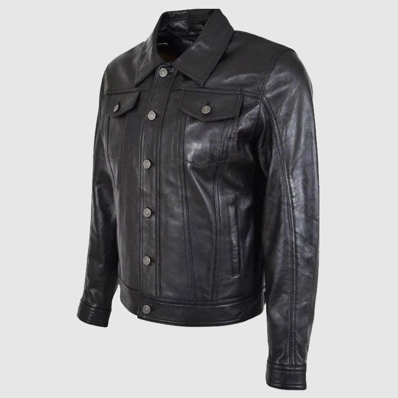 expensive black leather jacket for mens on sale