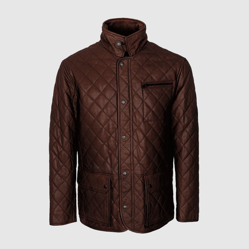 mens brown leather long coat online shop