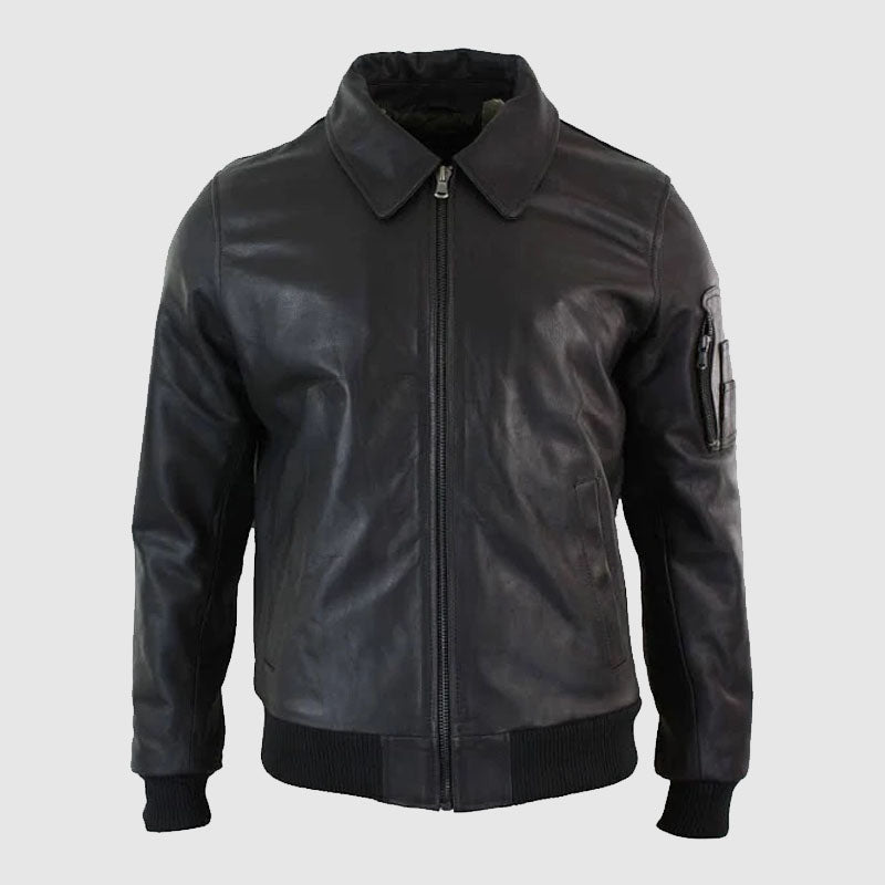 mens black biker leather fashion jacket for mens