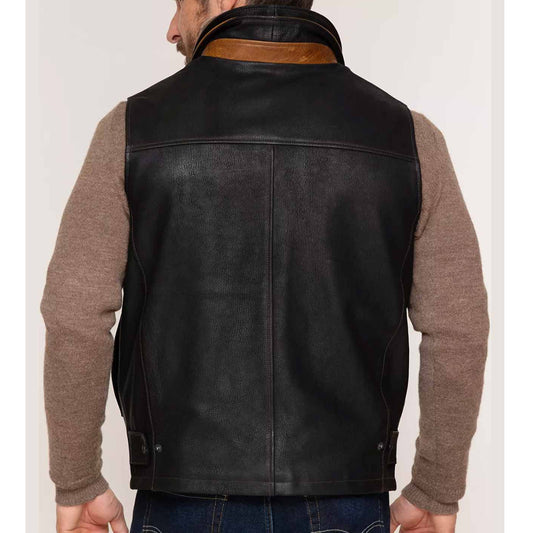 Men's Black Leather Vest