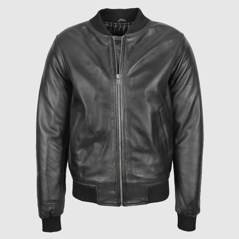 slim fit leather bomber jacket shop for mens