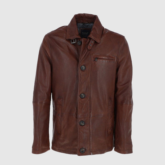 new mens brown leather coat online shop