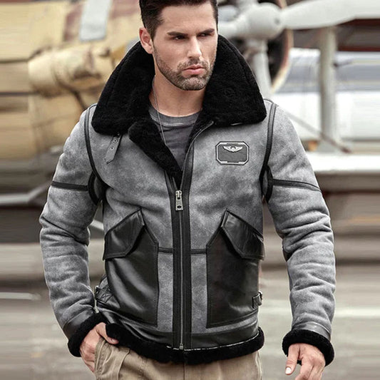 Best Style: Men's Sheepskin RAF Airforce Pilot Shearling Aviator Jacket by Rfx Leather