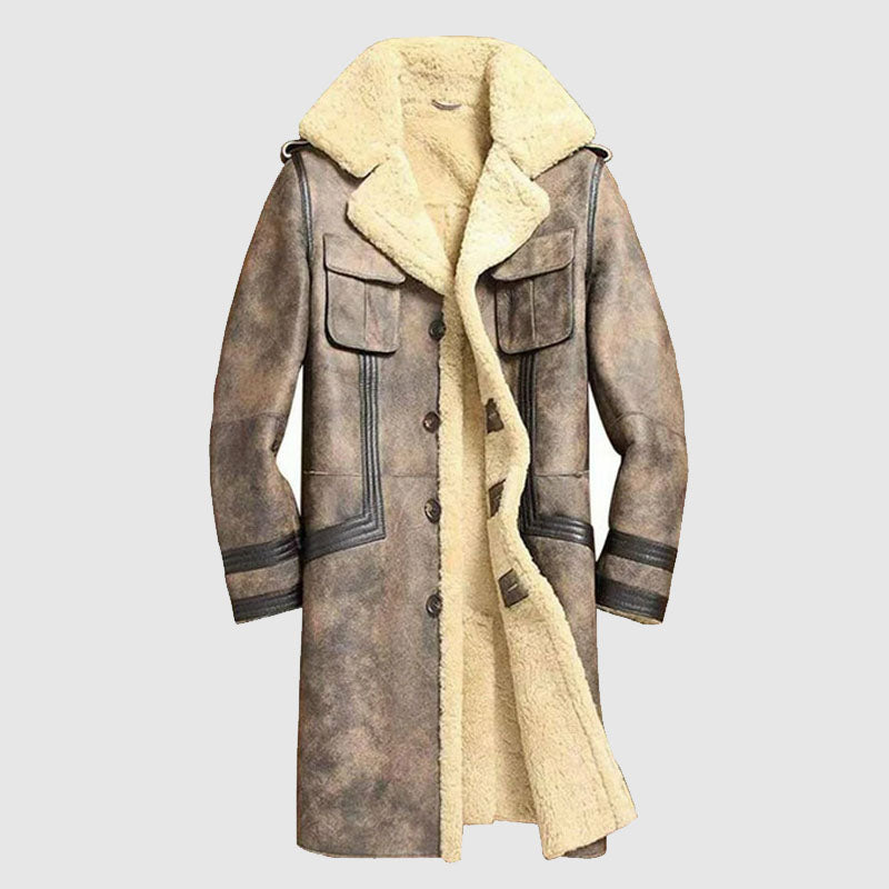 Men's shearling hot sale trench coats