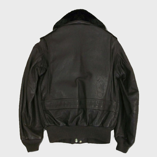 New Style Cowhide Leather Flight Black Jacket w/zip-out Liner For Sale