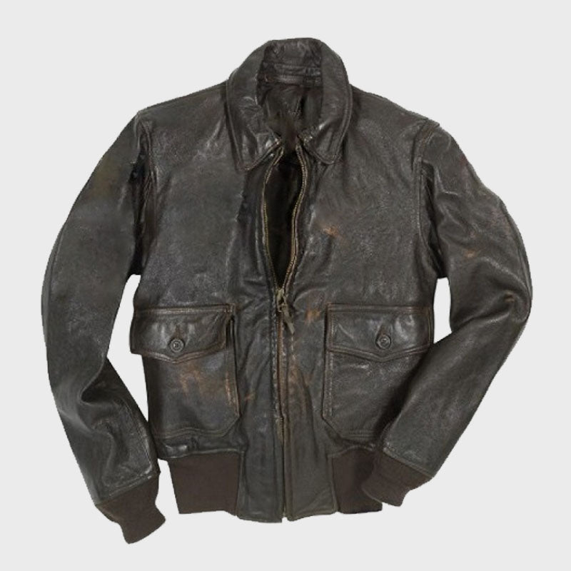 Buy New Style Genuine Vietnam Pilot A-2 Bomber Black Leather Flight Jacket