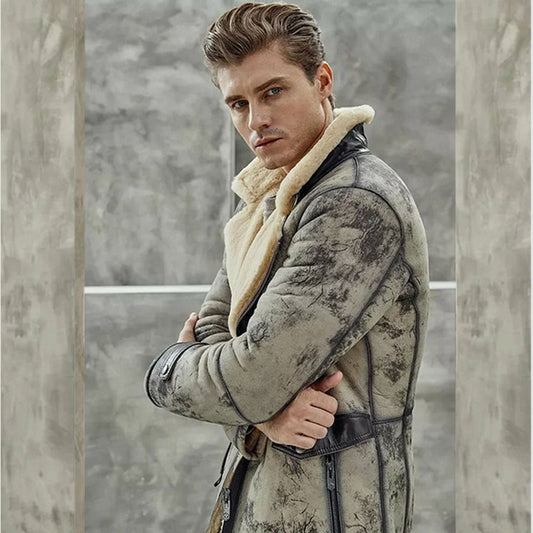 Buy Best New Style 2022 Mens Shearling Leather Coat For Sale