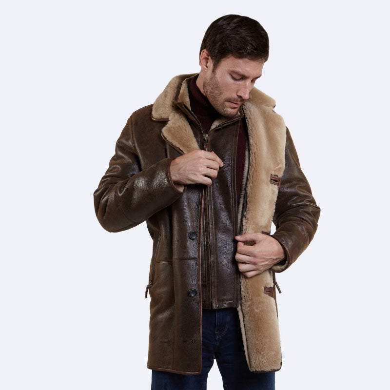 Buy New Year Style Warm Winter Warren Sheepskin Leather Coat | Shearling Coats For Sale