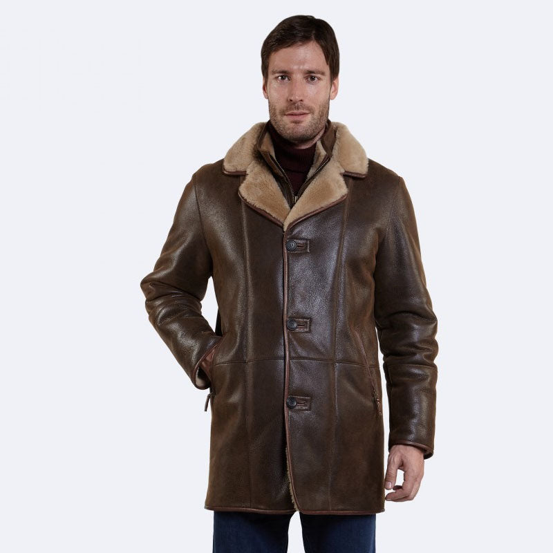 Buy New Year Style Warm Winter Warren Sheepskin Leather Coat | Shearling Coats For Sale