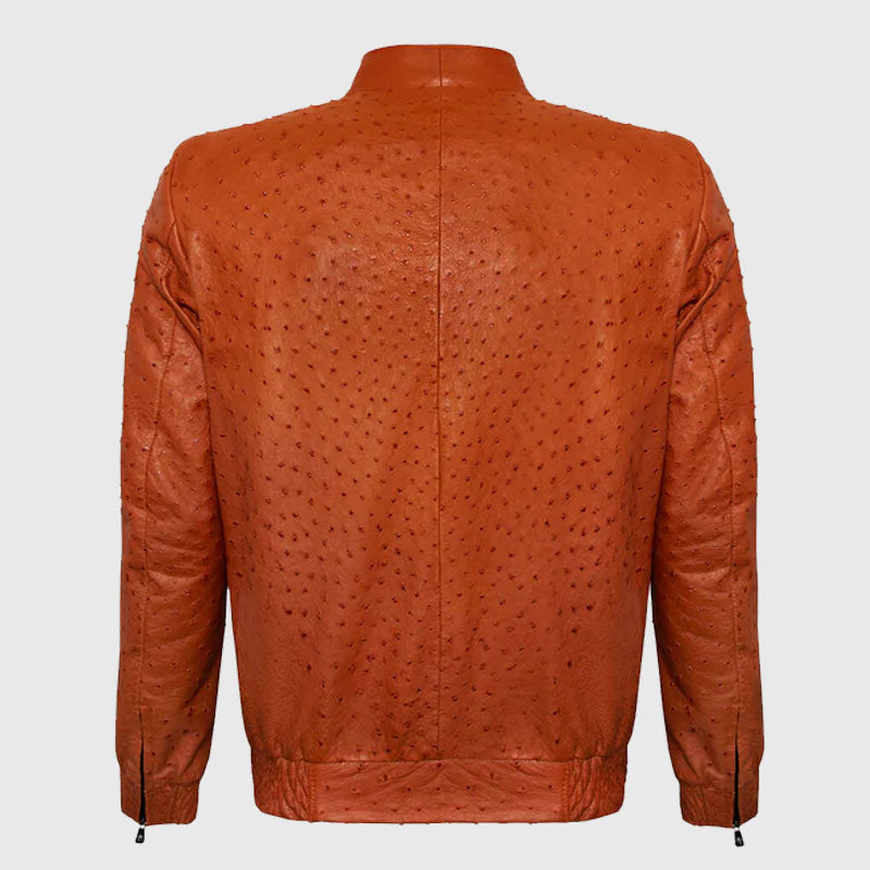 Buy Best Fashion Genuine Premium Ostrich Leather Zip Up Biker Jacket For Sale