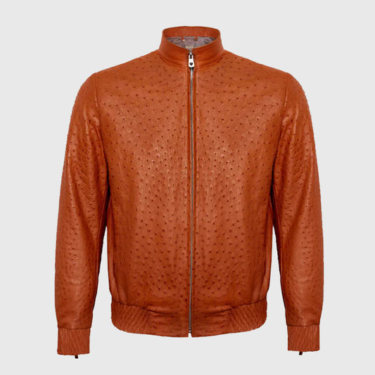 Buy Best Fashion Genuine Premium Ostrich Leather Zip Up Biker Jacket For Sale