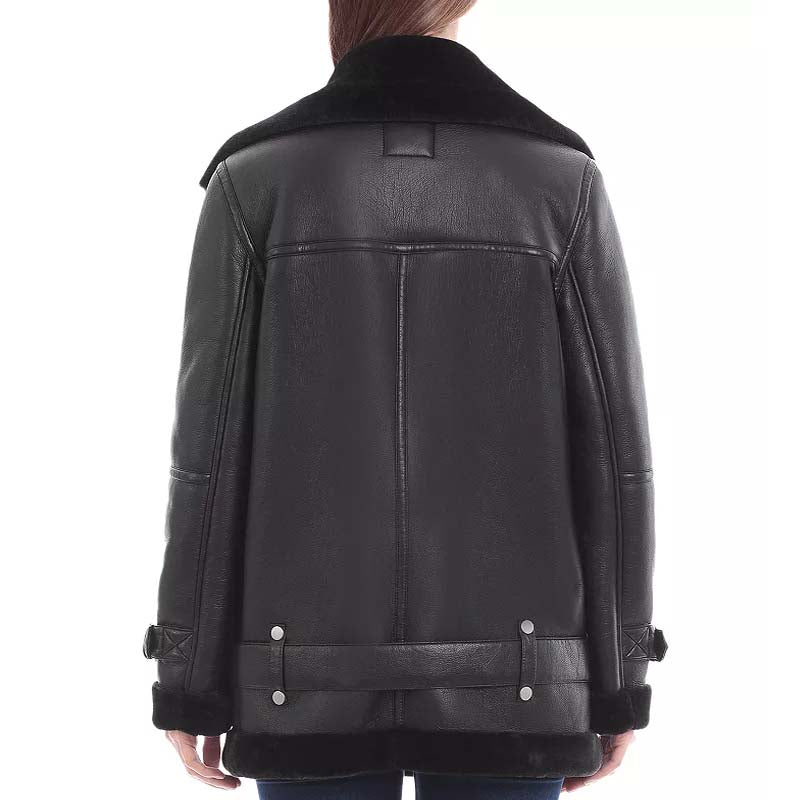 Buy Genuine Best Winter Sheepskin Oversized Faux Shearling Biker Jacket For Sale