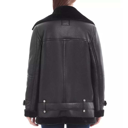Buy Genuine Best Winter Sheepskin Oversized Faux Shearling Biker Jacket For Sale