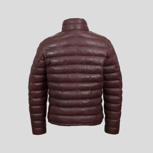 Buy Best Genuine Men’s Brown leather puffer jacket