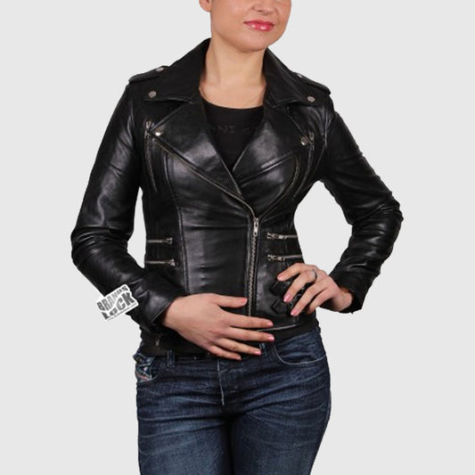Nappa Lamb Leather Jacket for Women