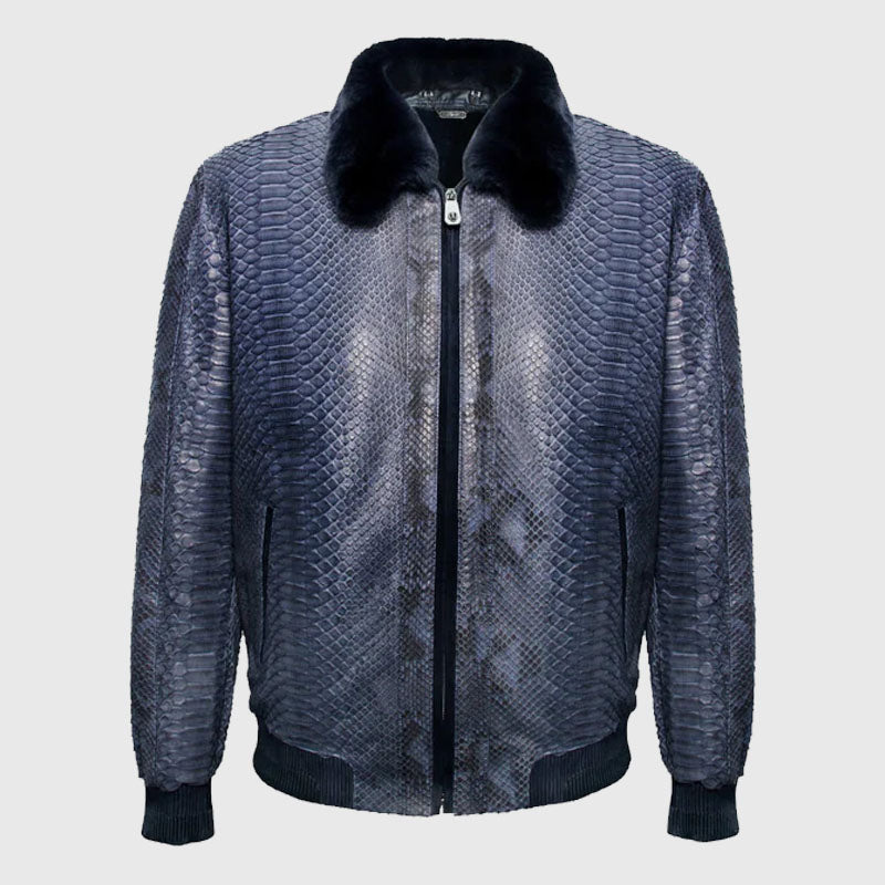 Purchase Best Premium Style Winter Shearling Python Leather Flight Jacket For Sale
