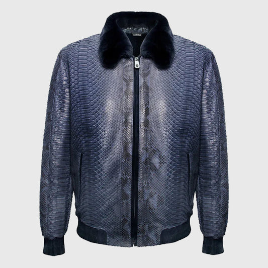 Purchase Best Premium Style Winter Shearling Python Leather Flight Jacket For Sale