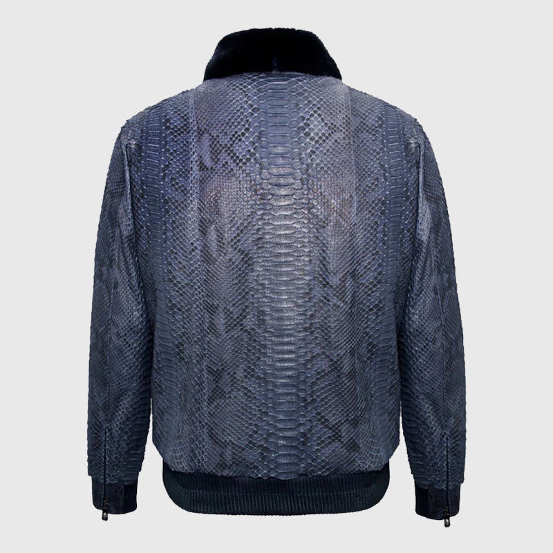 Purchase Best Premium Style Winter Shearling Python Leather Flight Jacket For Sale