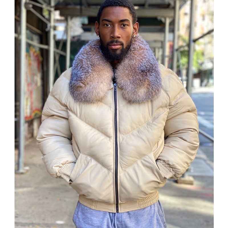 Buy V Bomber Bubble Leather jacket