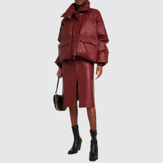 leather puffer jacket