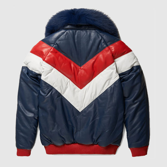 Two Tone Winter Bubble Leather Jacket For Shop