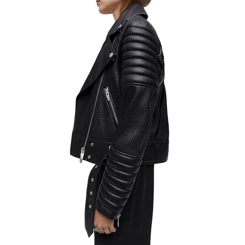 Rainer III Shearling-Trim Leather Moto Jacket