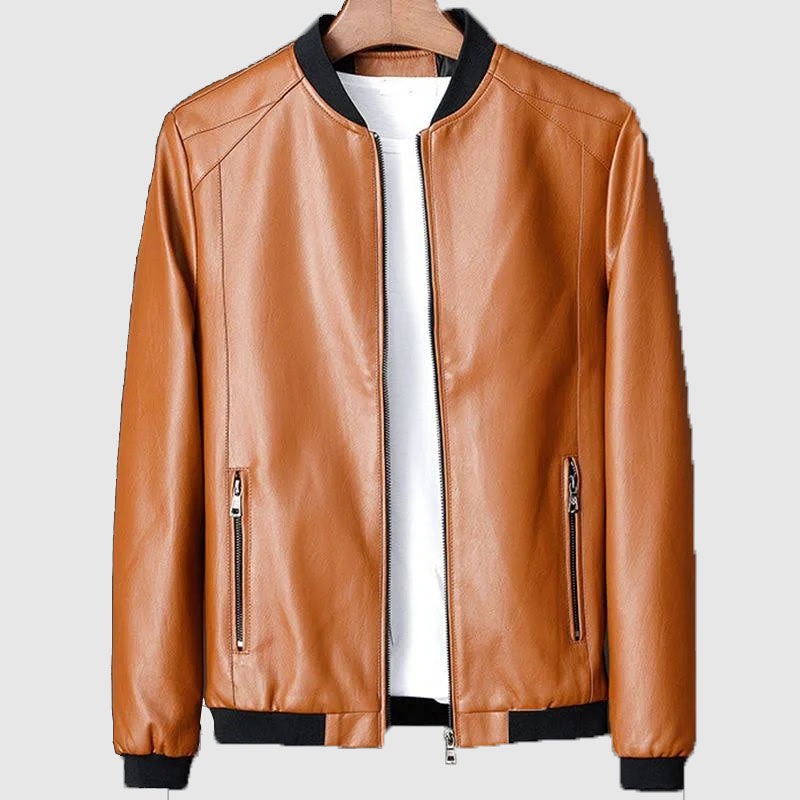 new brown fashion leather jacket online shop