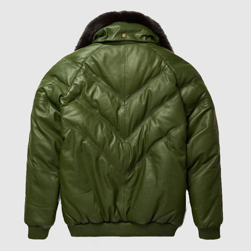 Shop Burgundy Leather V-Bomber Jacket