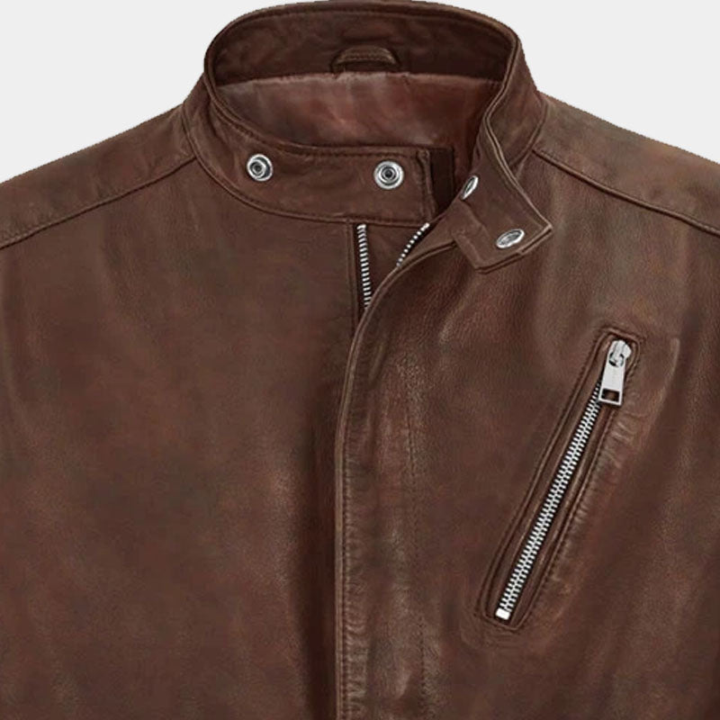 Shop Best Genuine Quality Of Moto Road Spanish Brown Boys Biker Leather Jacket For Sale