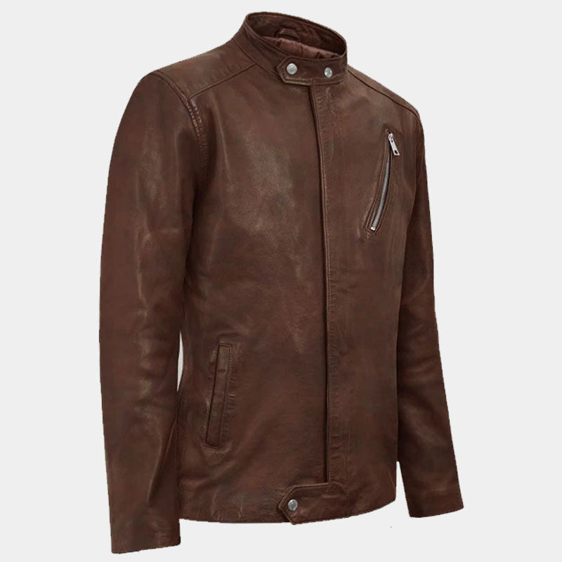 Shop Best Genuine Quality Of Moto Road Spanish Brown Boys Biker Leather Jacket For Sale