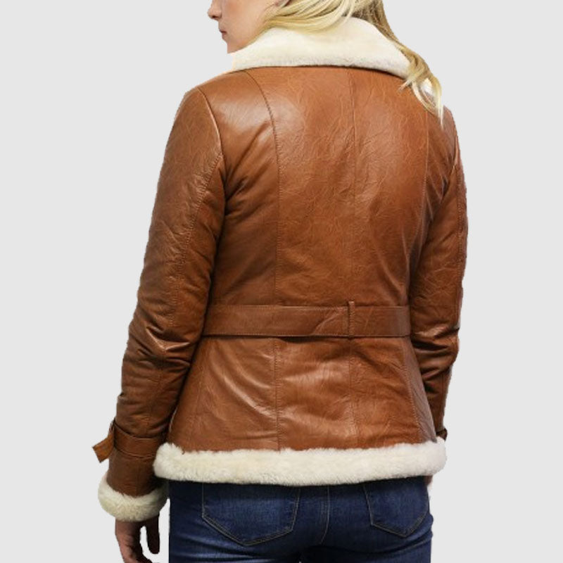 Buy Best Sale Distressed Tan Leather Shearling Coat