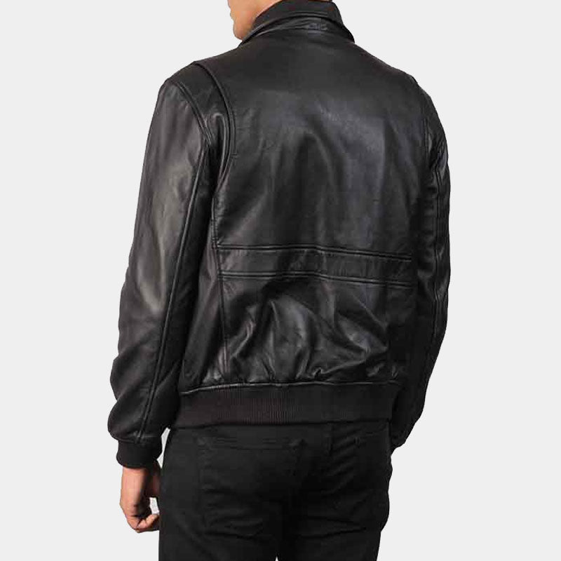 Shop Best Style Genuine Coffman Real Leather Black Bomber Jacket For Sale