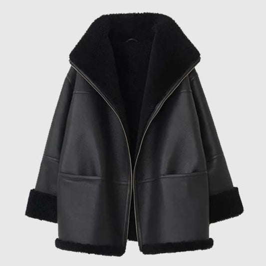 Shop Best Women B3 RAF Aviator Black Style Shearling Sheepskin Leather  Jacket