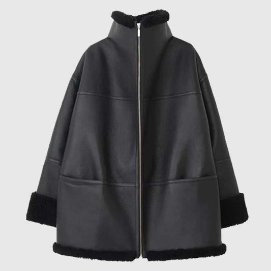 Shop Best Women B3 RAF Aviator Black Style Shearling Sheepskin Leather  Jacket